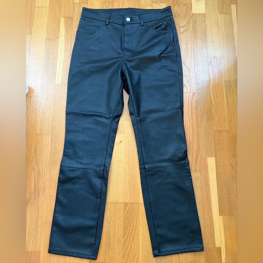 Zara Black Faux Leather Straight Leg Pants